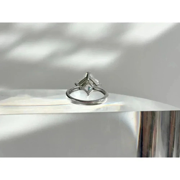 Clover Cut Sterling Silver Solitaire Vintage Statement Engagement CZ Ring - sz 7 - Picture 7 of 10